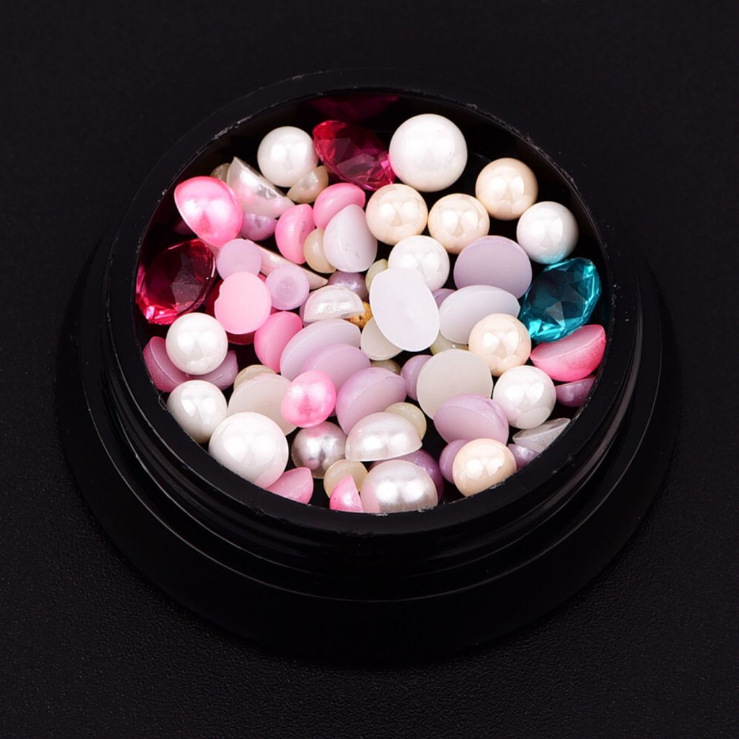 1jar Mix Shapes Glitter Diamond Pearls Nail Art Rhinestones Manicure