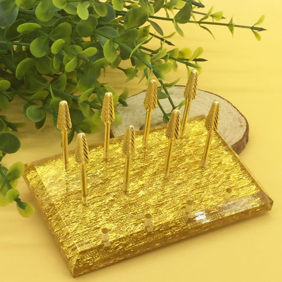 12holes Gold Silver Nail Drill Bits Display Nail Art Tools