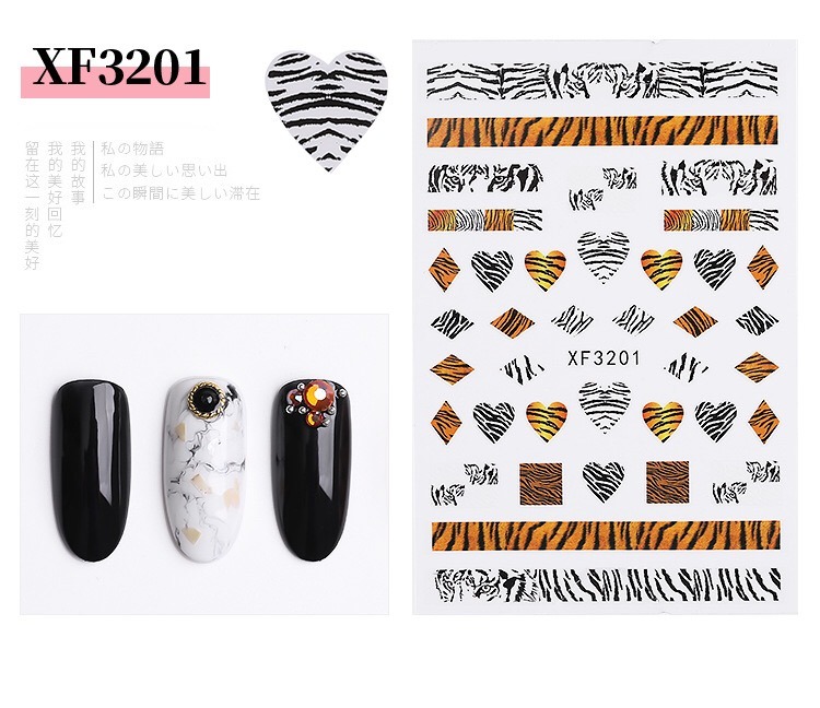 Leopard Print Stickers Nails Foils Transfer Decals Polishing Sliders Nails