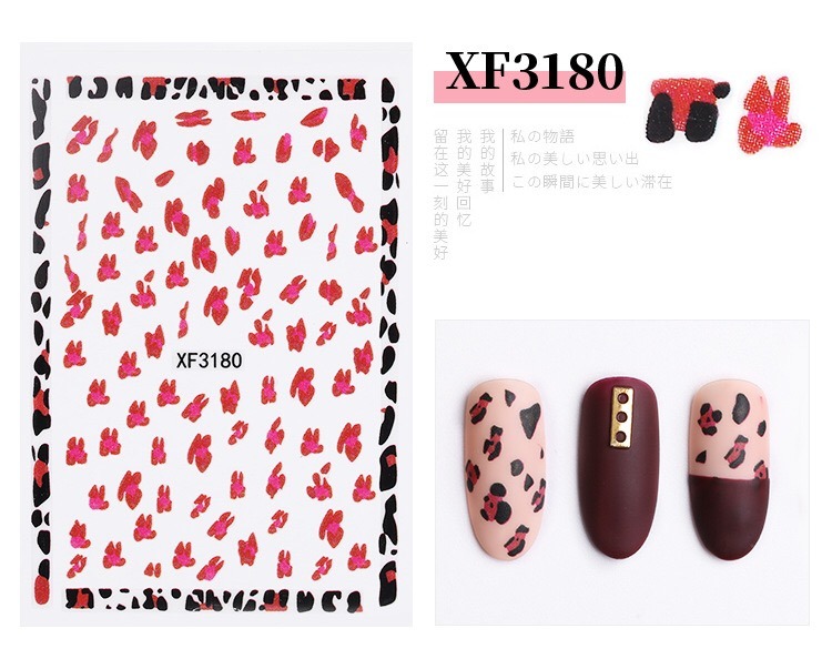 Leopard Print Stickers Nails Foils Transfer Decals Polishing Sliders Nails