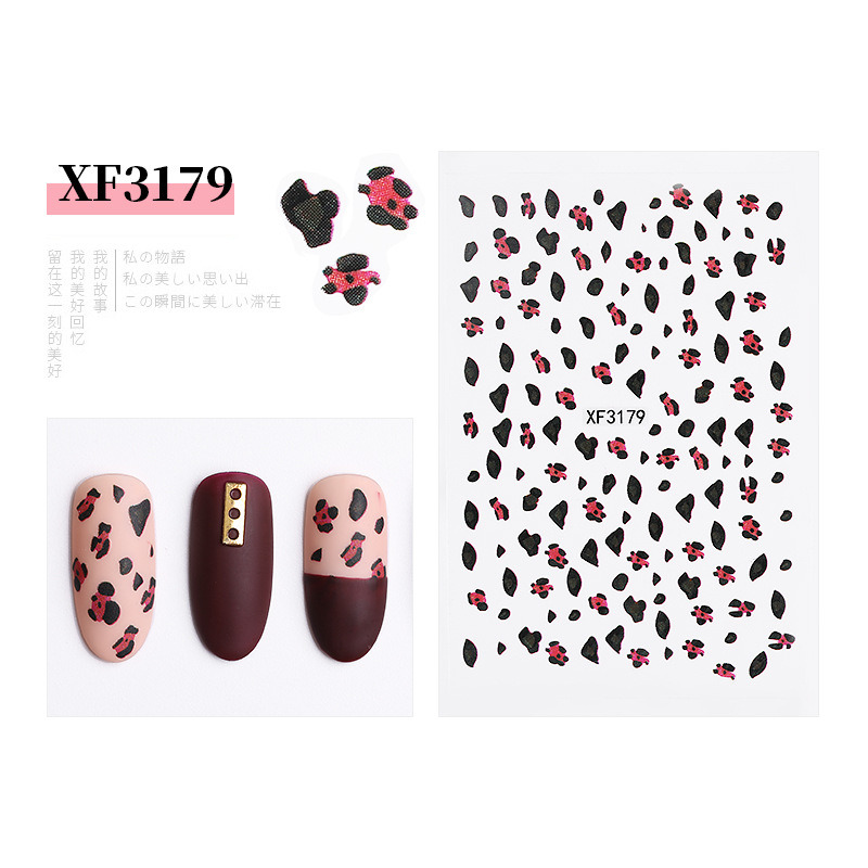 Leopard Print Stickers Nails Foils Transfer Decals Polishing Sliders Nails