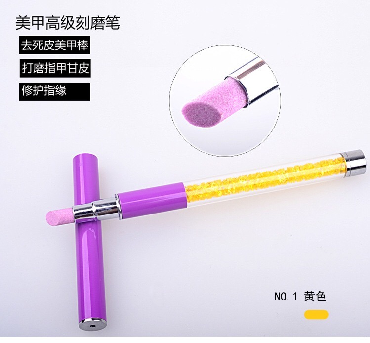 Crystal Handle Acrylic Cuticle Remover Brush Pen Tool Nail Art