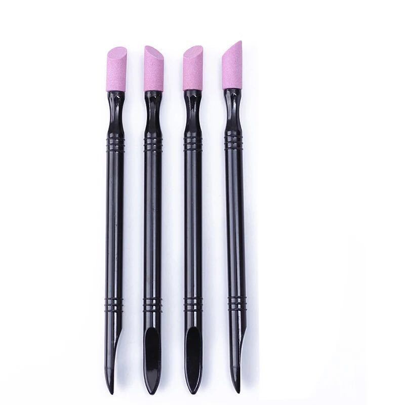 Nail Quartz Brush with Pusher Manicure Nail Art Tool