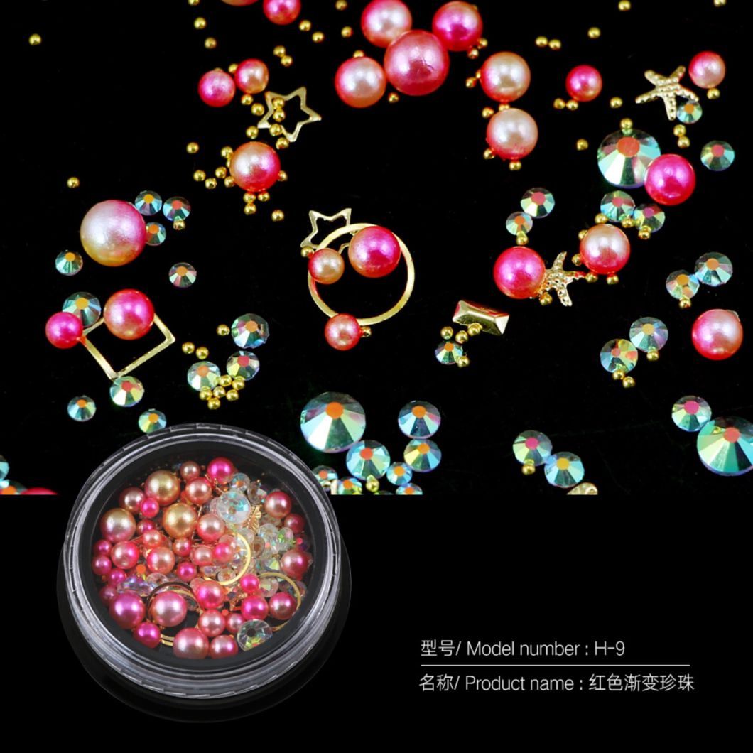 Mixed Colorful Pearl Beads and Diamod for Nail Art Decoration