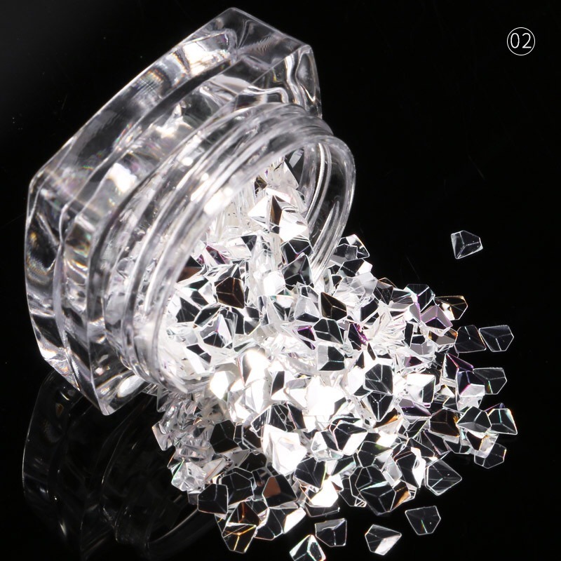 12 Colors 3D Rhombus Shape Glitter Paillette Powder Manicure Decoration