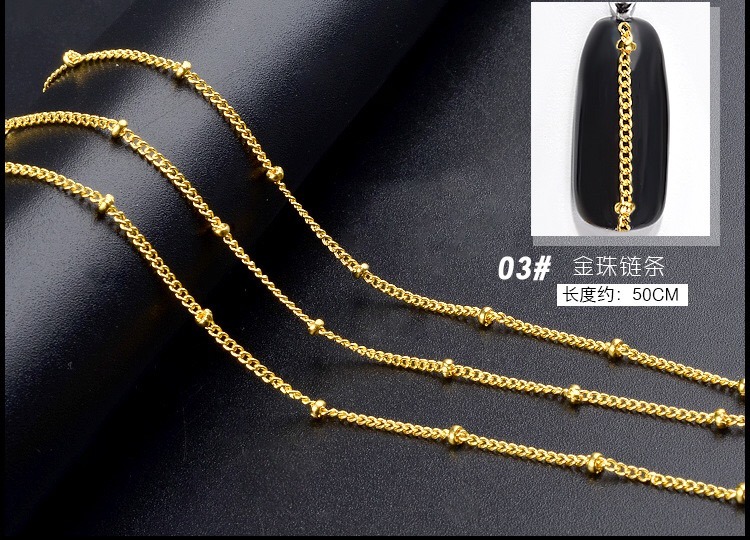 Gold Silver Metal Chains 3D for Nail Art Decorations