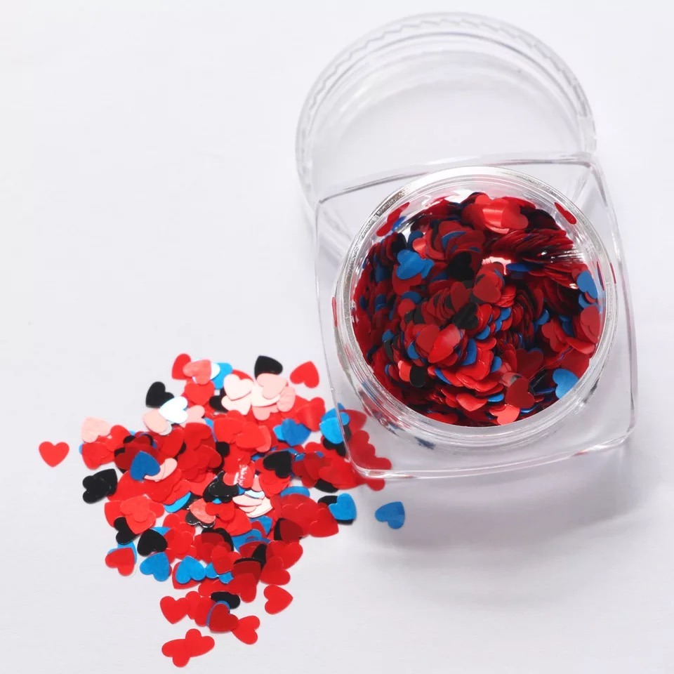 Mixed Color Heart Shape Nail Sequins Glitter Nail Art Decoration