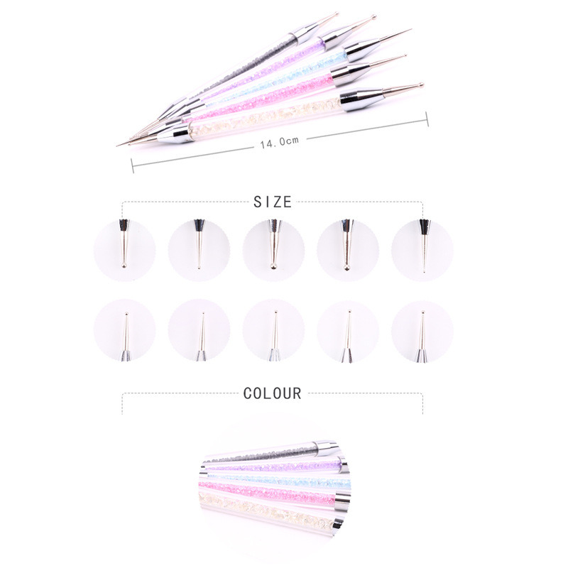 5PCS Set UV Gel Painting Drawing Nail Art Dotting Brush