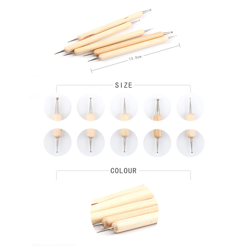 Dotting Brush Set with Wooden Handle Nail Art Tools