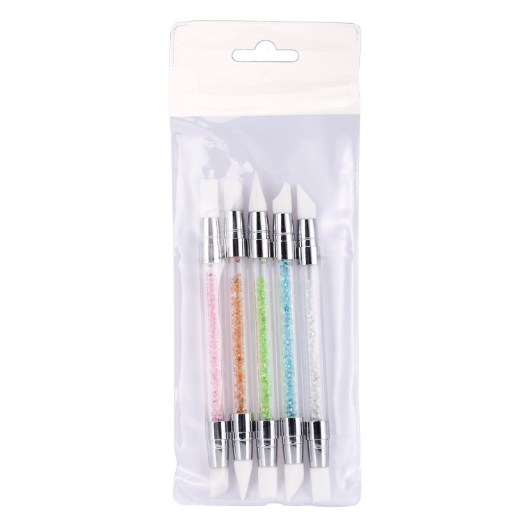 Nail Art Silicone Brush 5PCS Painting Pencil Dual-Head Manicure Tool