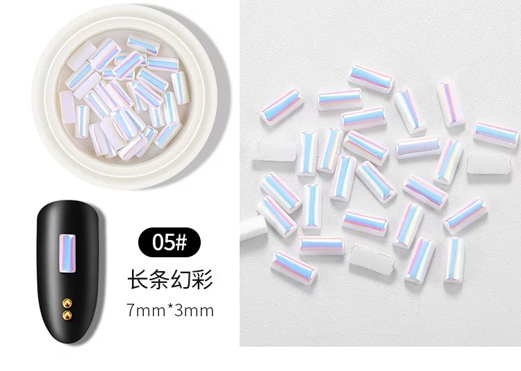 Rainbow Color Shinning Pearl Stickers DIY Nail Art Decoration