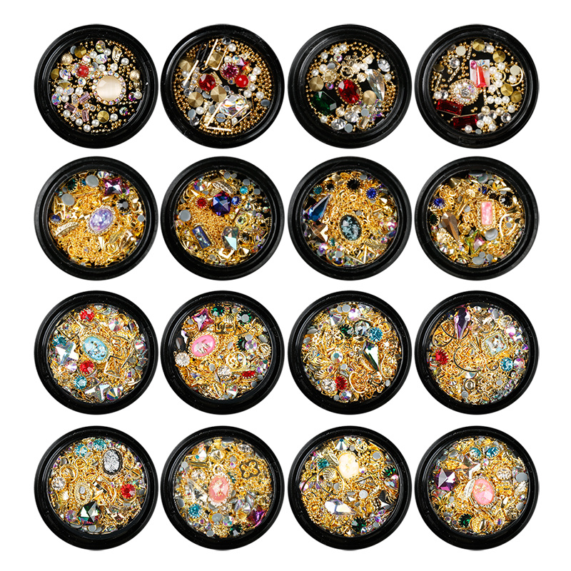 3D Rhinestones Hollow Metal Diamond Bead Mixed Nail Art Decoration