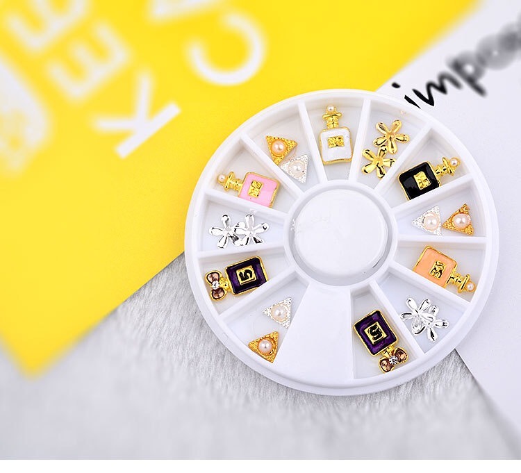 Wheel 3D Alloy Rhinestones Jewelry Pearl Nail Art Decorations