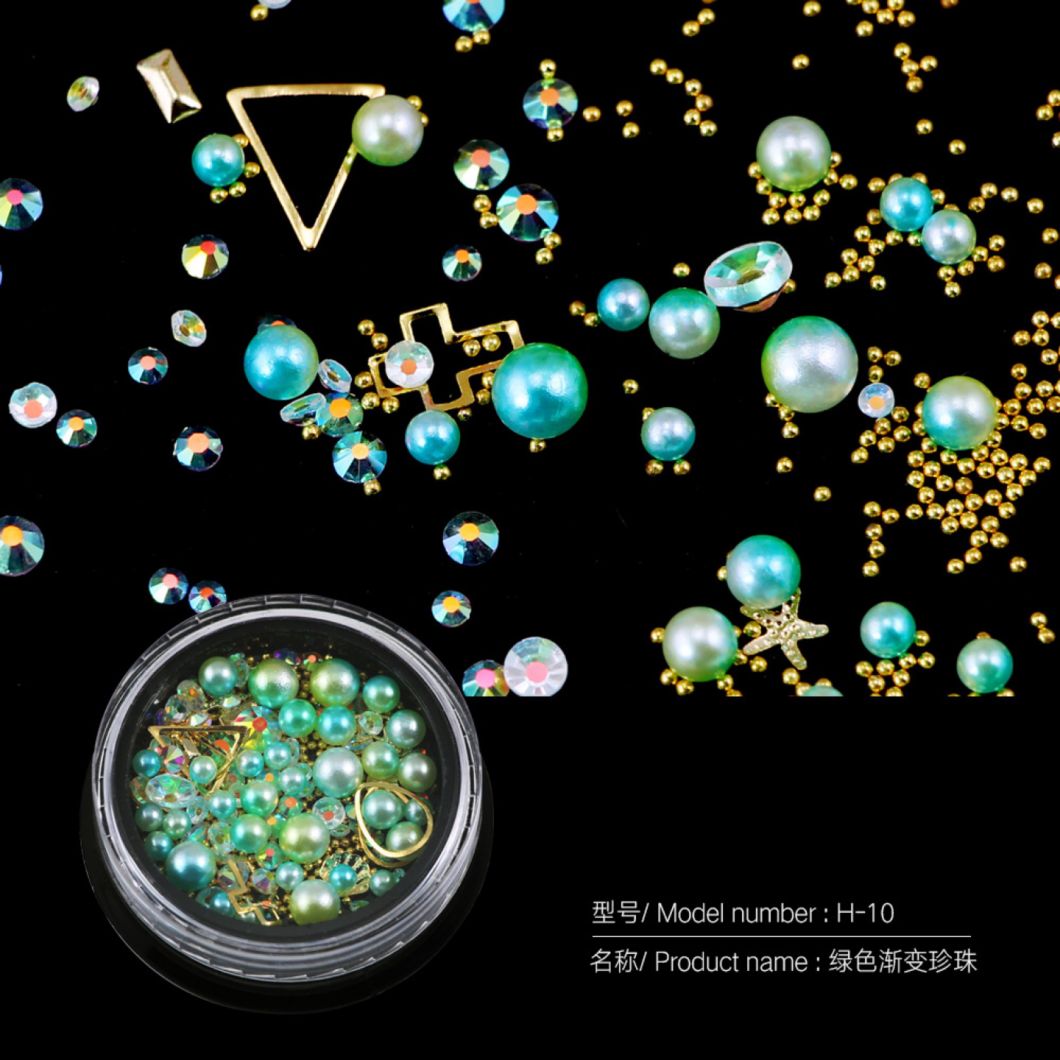 Mixed Colorful Pearl Beads and Diamod for Nail Art Decoration