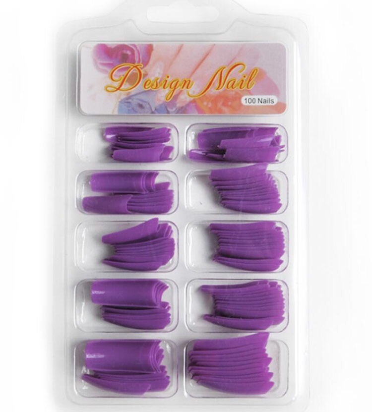100PCS/Set DIY Nail Art Colored French Tips False Nail Tips