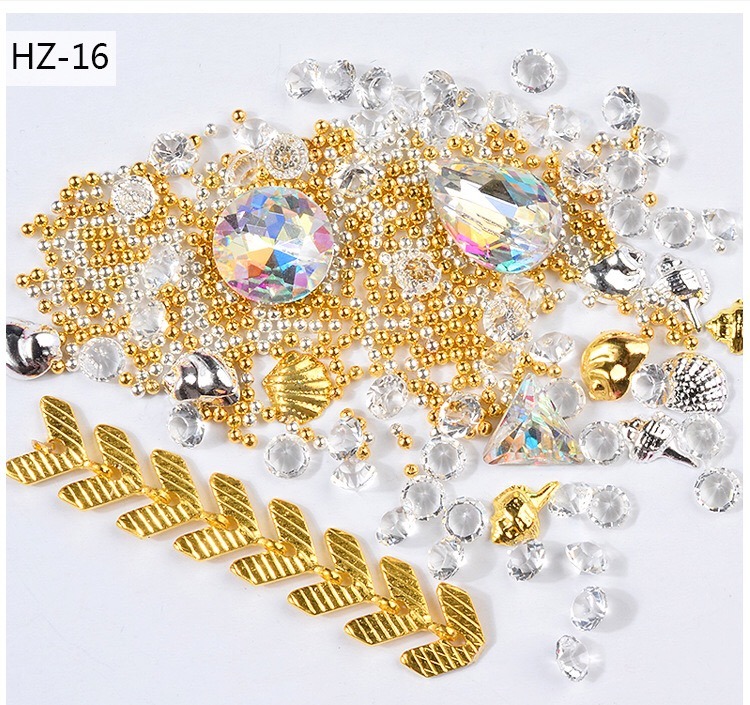 Mixed Nail Art Designs Alloy with Rhinestone Pearl Metal Cham