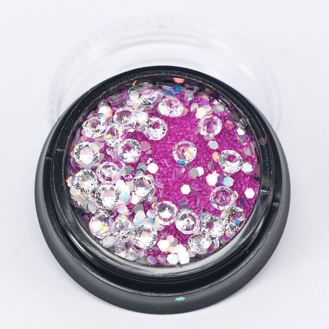 Mixed Diamonds and Beads with Glitter Nail Art Decorations DIY