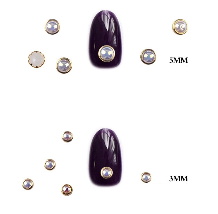 Gold Metal Edge Pearls Glitter Charm Nail Art Decorations Wheel