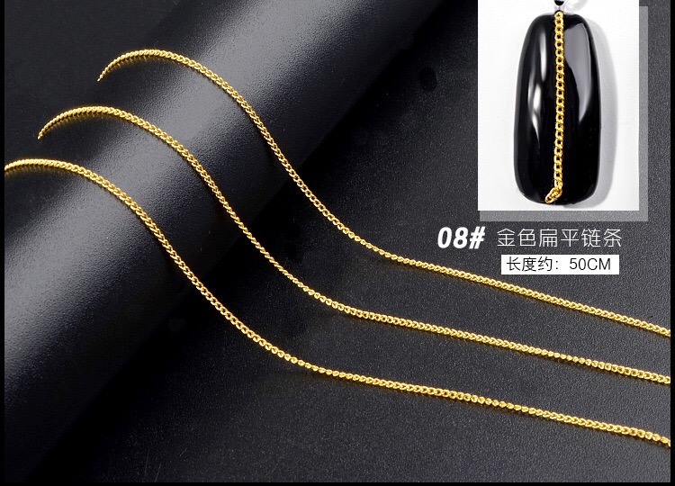 Gold Silver Metal Chains 3D for Nail Art Decorations