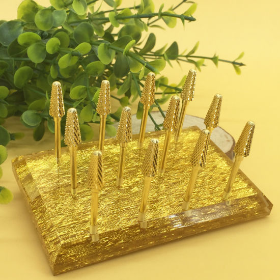 12holes Gold Silver Nail Drill Bits Display Nail Art Tools
