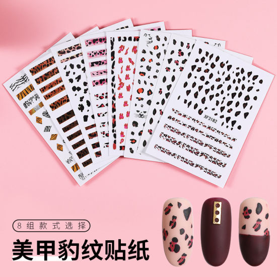 Leopard Print Stickers Nails Foils Transfer Decals Polishing Sliders Nails