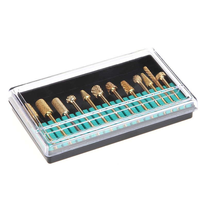 12PCS/Set Alloy Tungsten Steel Golden Nail Drill Bits