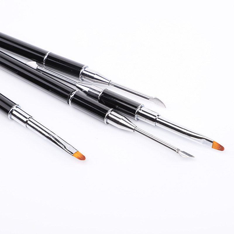 Nail Brush with Pusher Dual-Ended Builder Gel Nail Art Tool