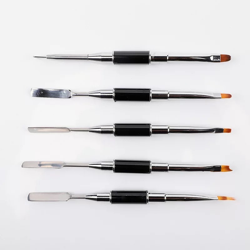 Nail Brush with Pusher Dual-Ended Builder Gel Nail Art Tool