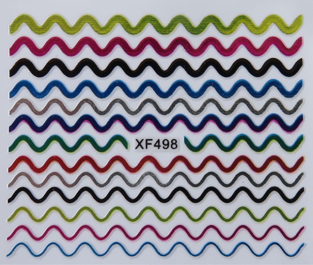 Fashion Mix Metallic Style Colorful Smile Strip Line French Stickers