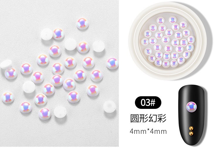 Rainbow Color Shinning Pearl Stickers DIY Nail Art Decoration