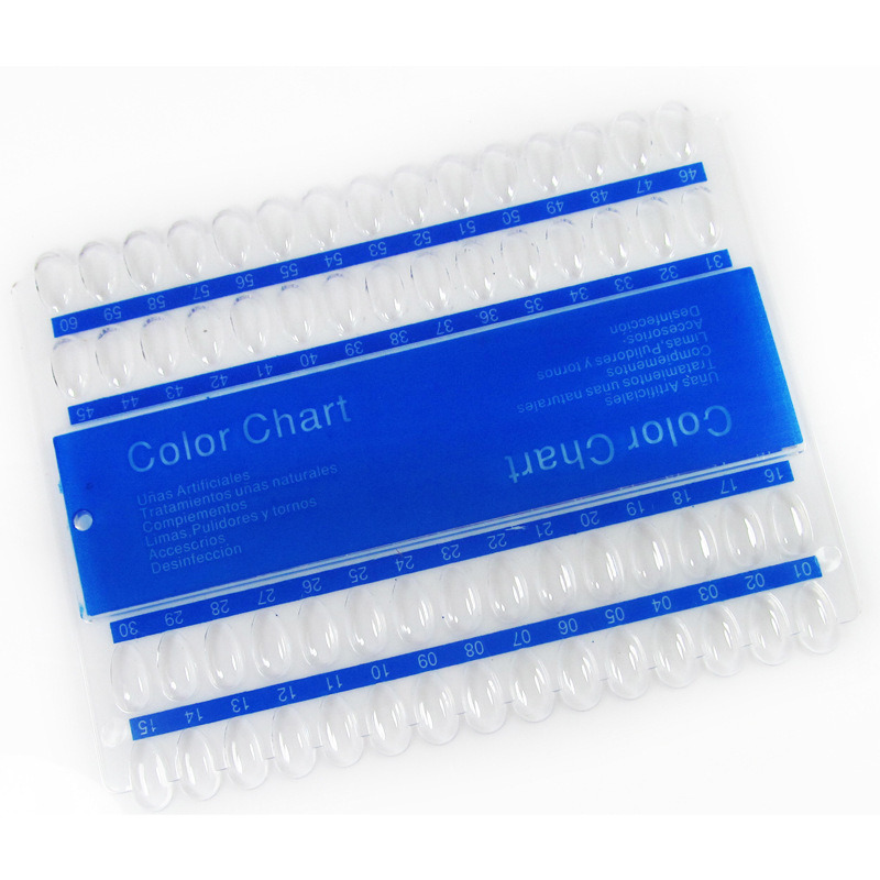 60 Tip Nail Color Card Chart Stand Plastic Fake Nails
