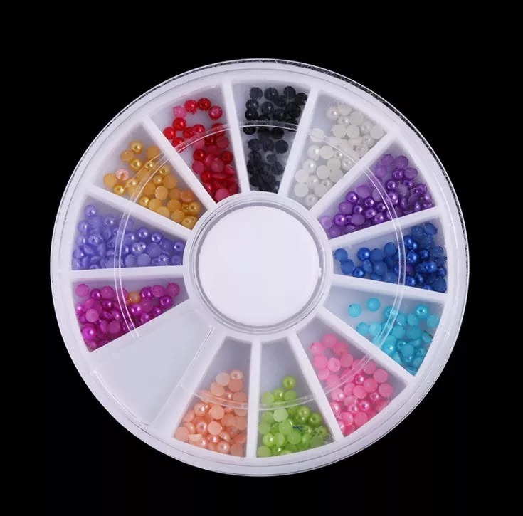Round Colorful Nail Art Pearls for Nail Beauty