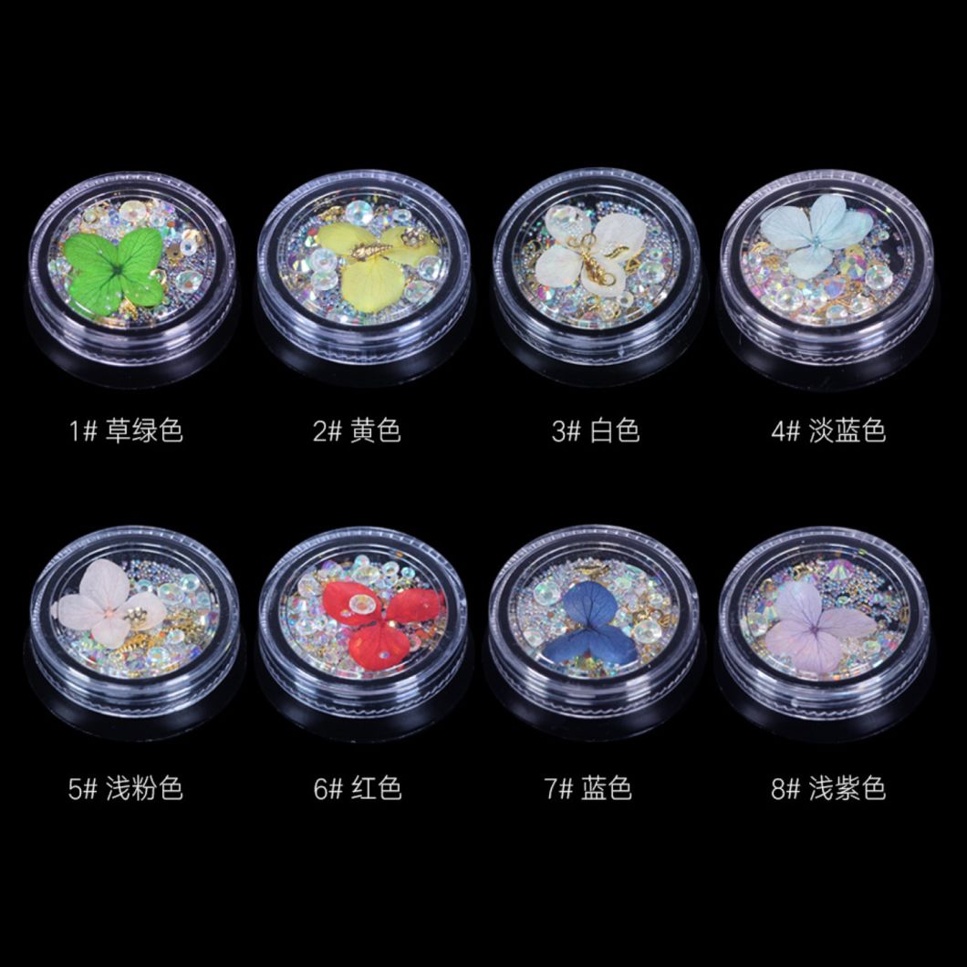 Nail Art Real Dry Flower Colored Diamonds Crystal Stones