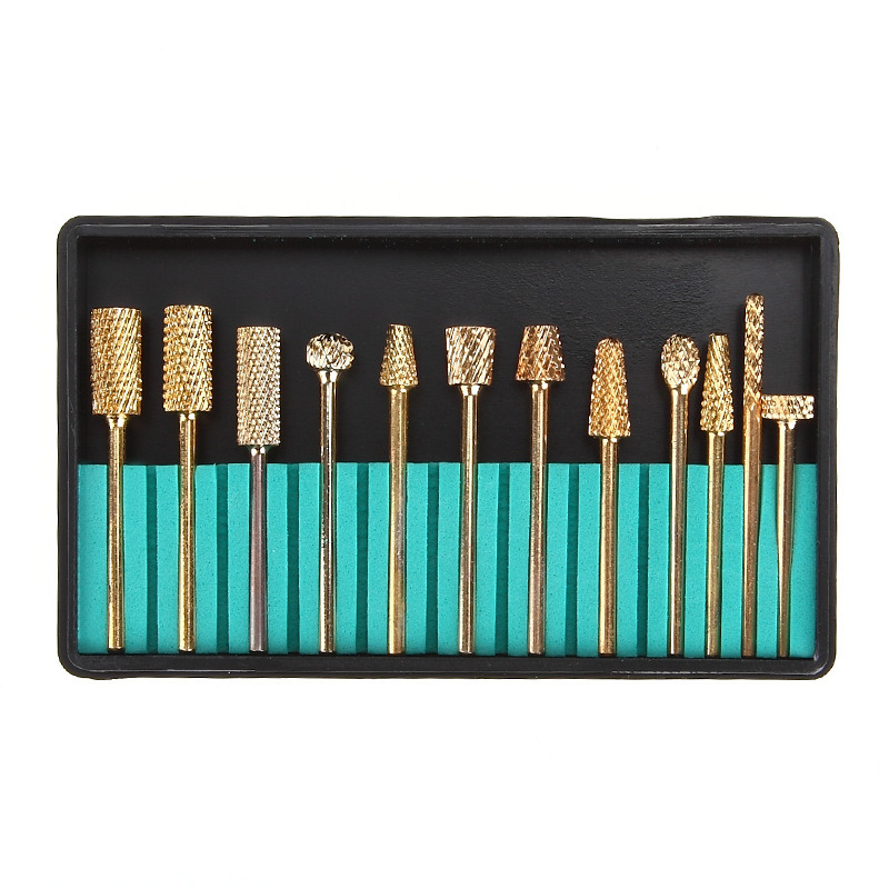 12PCS/Set Alloy Tungsten Steel Golden Nail Drill Bits