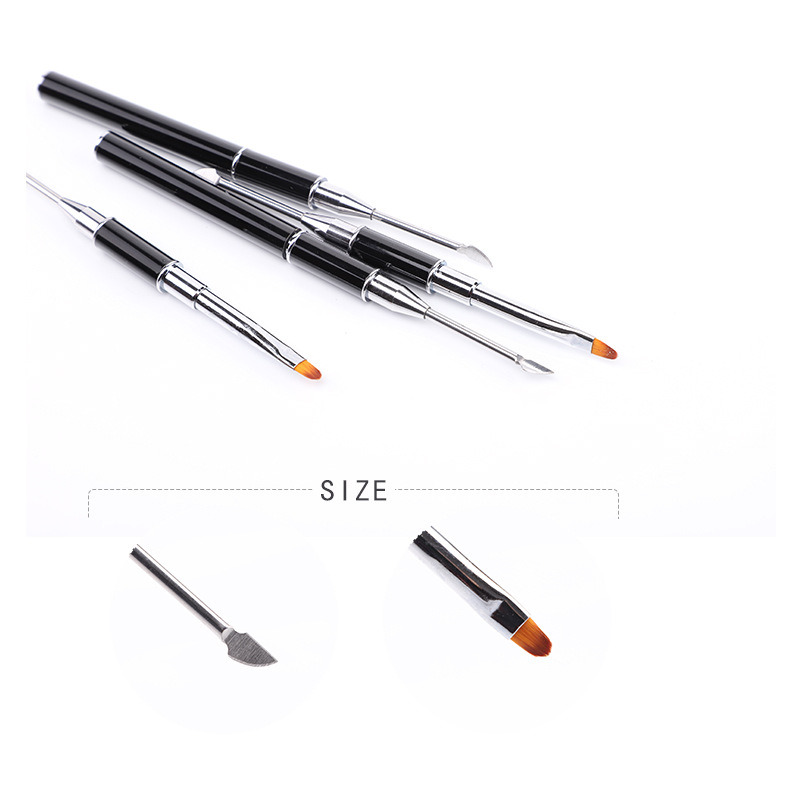 Nail Brush with Pusher Dual-Ended Builder Gel Nail Art Tool