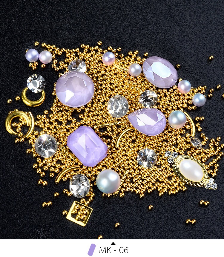 3D Mocha Stone Diamond Pearls Bead Mixed Nail Art Decoration