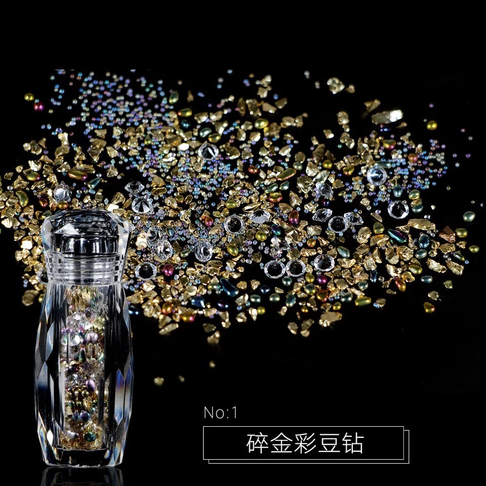 3D Nail Art Bling Diamond Colorful Mixed Beads Gemstone Glitter