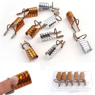 Reusable Dual Silver Nail Form for Nail Art Making