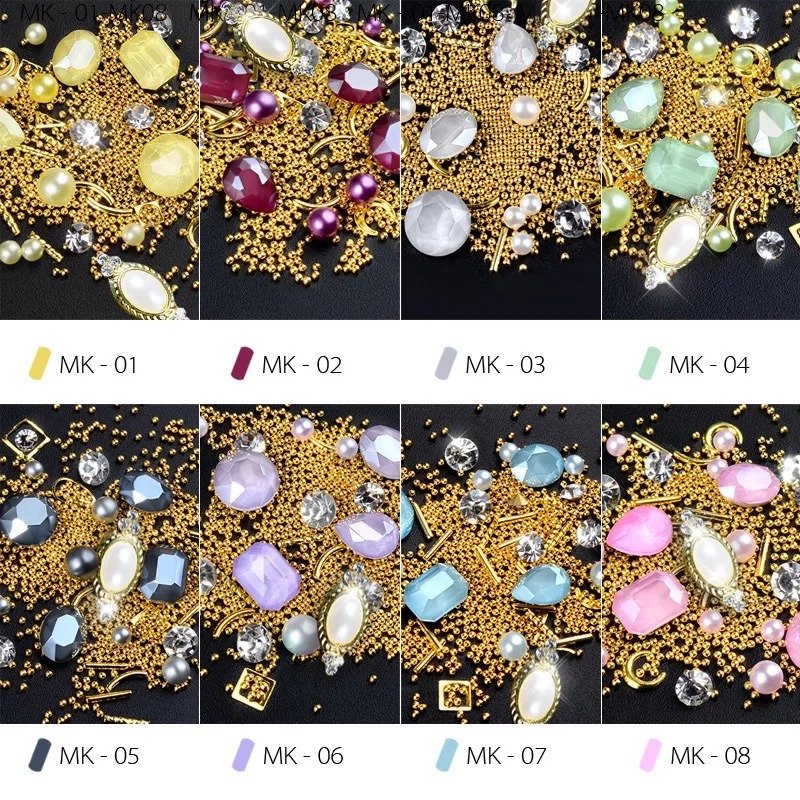 Mocha Stones Mixed Beads for DIY Design Manicure Nail Art