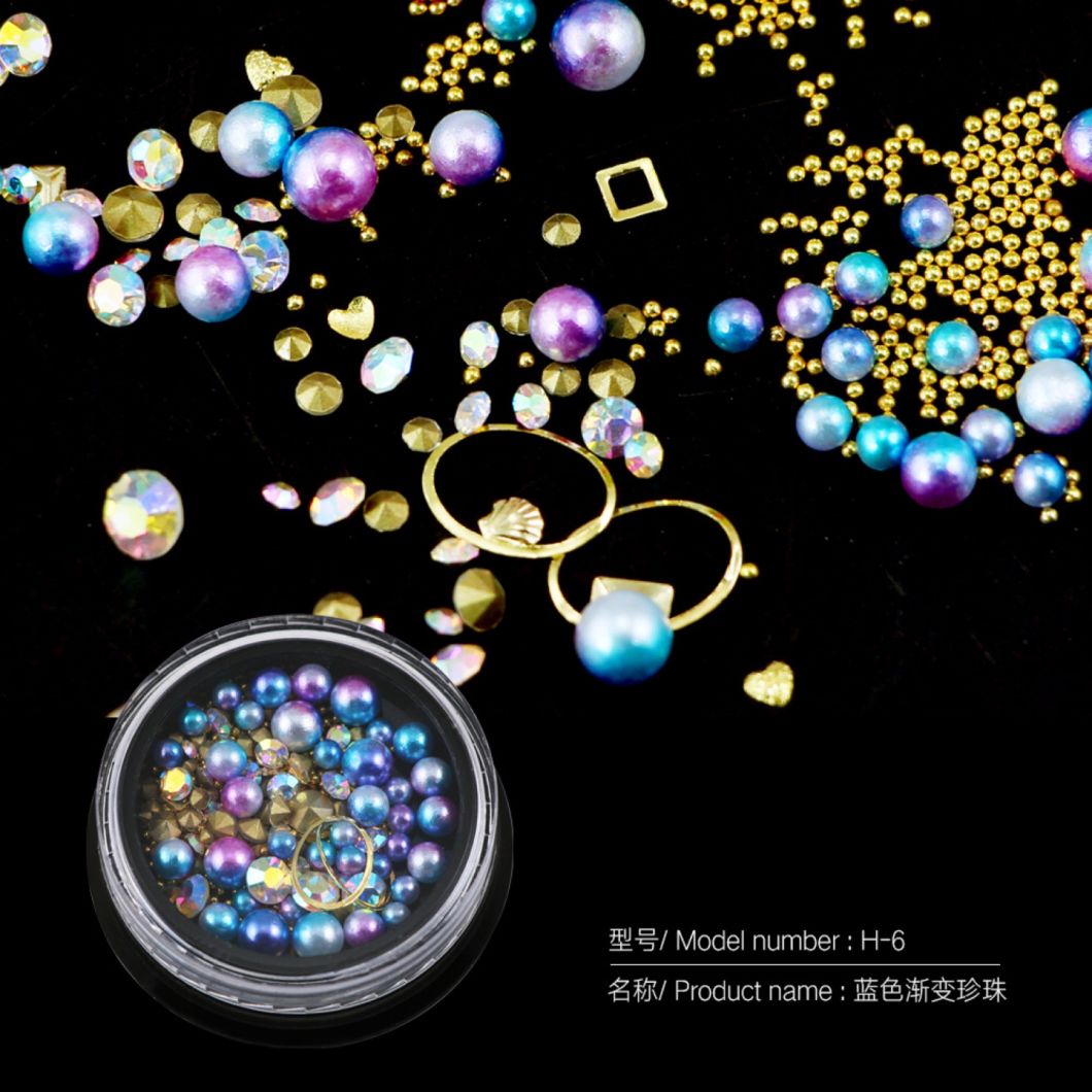 Mixed Colorful Pearl Beads and Diamod for Nail Art Decoration