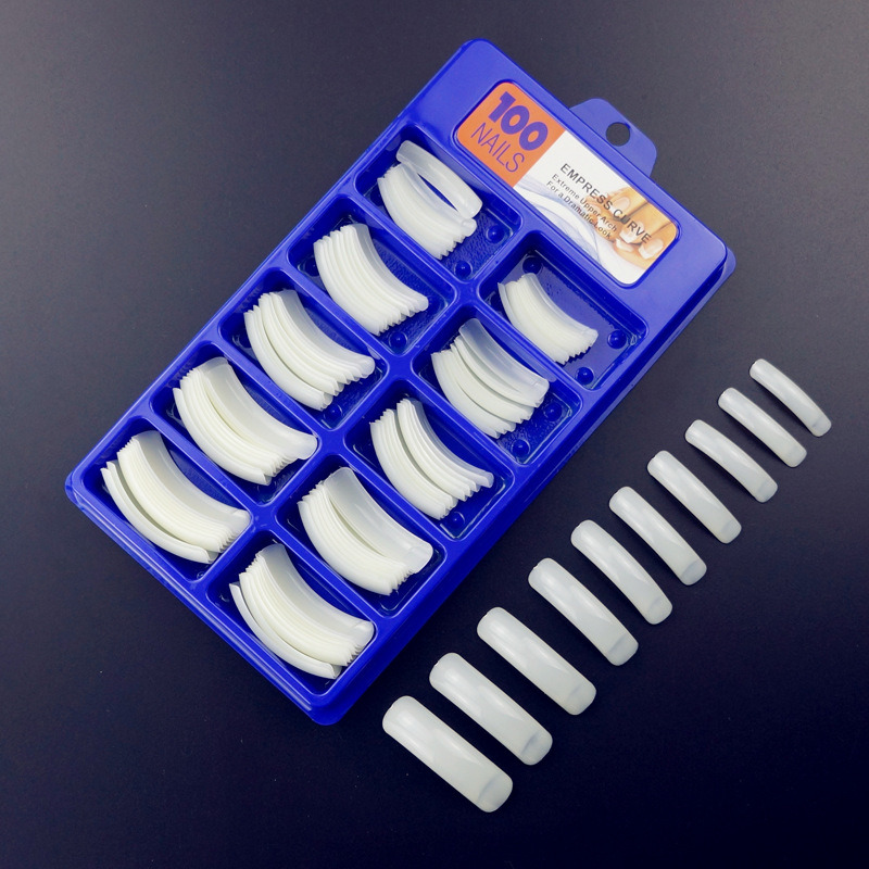 100PCS Empress-Curve Acrylic Nail Art Long French Nail Tips Clear