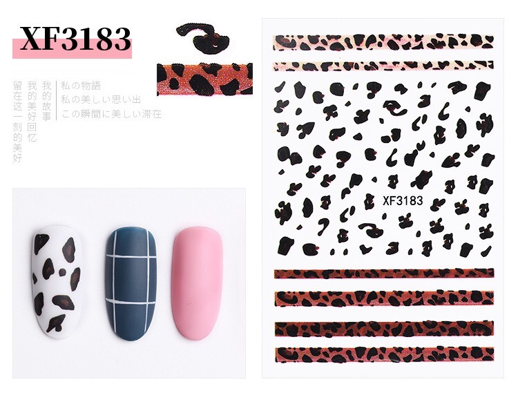 Leopard Print Stickers Nails Foils Transfer Decals Polishing Sliders Nails