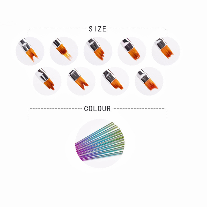 9PCS Flower Painting Brush Set Nail Art Decorations Brush Set