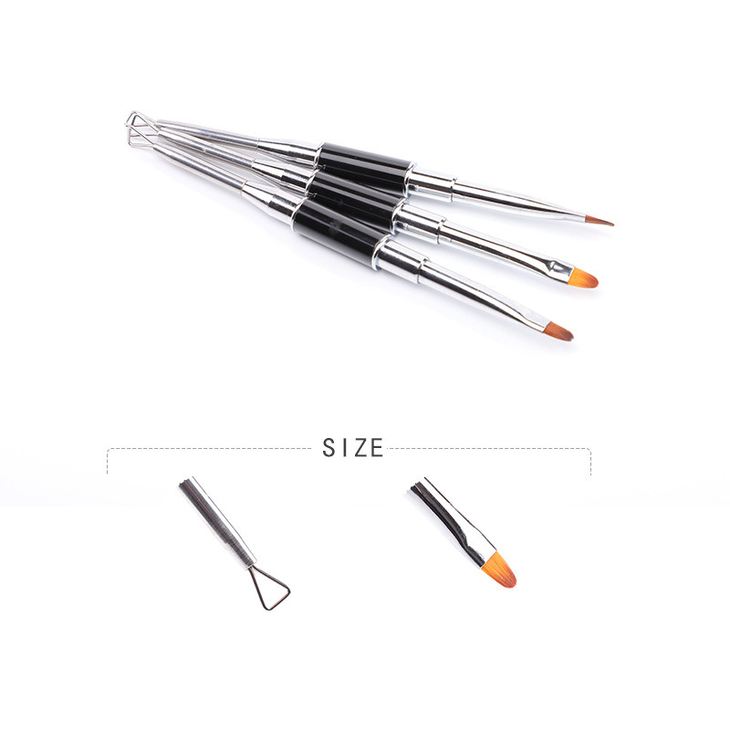 Nail Brush with Pusher Dual-Ended Builder Gel Nail Art Tool