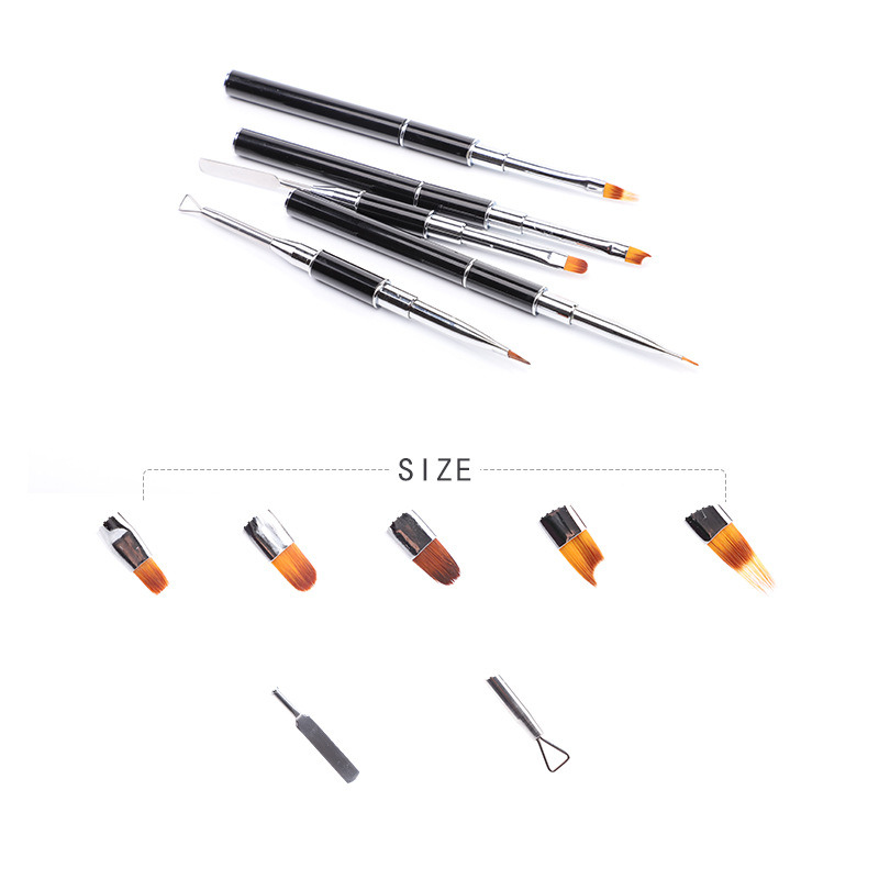 Nail Brush with Pusher Dual-Ended Builder Gel Nail Art Tool