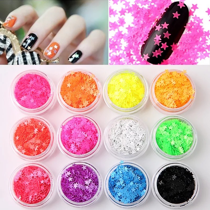 Mixed Colors Star Heart Shape Glitter for Nail Tips Decoration
