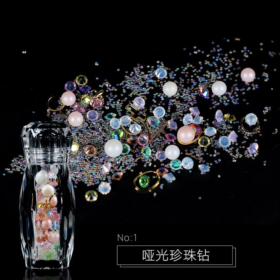 Nail Art Decoration Mixed Diamonds and Beads Pearl DIY