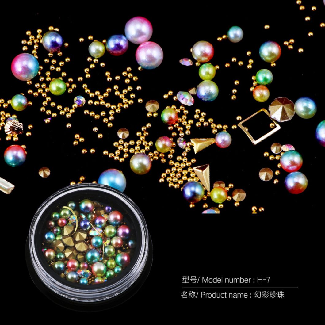 Mixed Colorful Pearl Beads and Diamod for Nail Art Decoration
