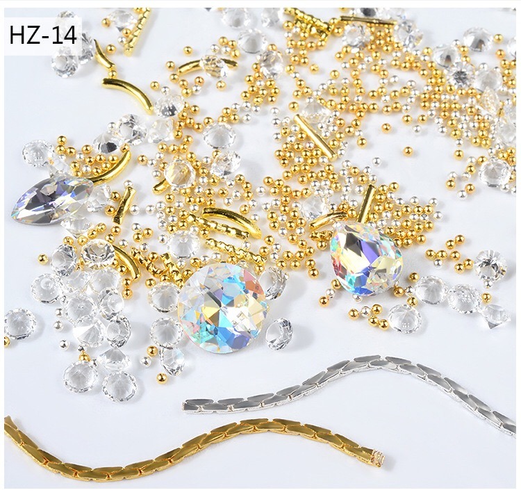 Mixed Nail Art Designs Alloy with Rhinestone Pearl Metal Cham