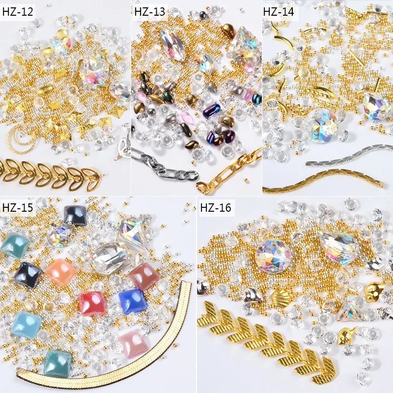 Mixed Nail Art Designs Alloy with Rhinestone Pearl Metal Cham